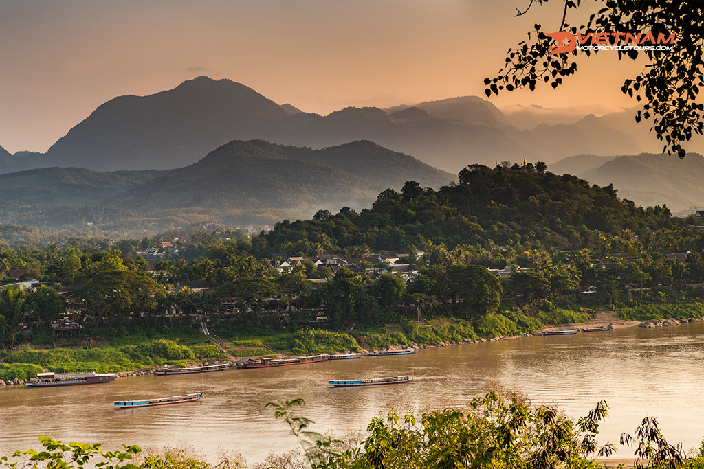 River view of world heritage site, Luang Prabang, Laos.