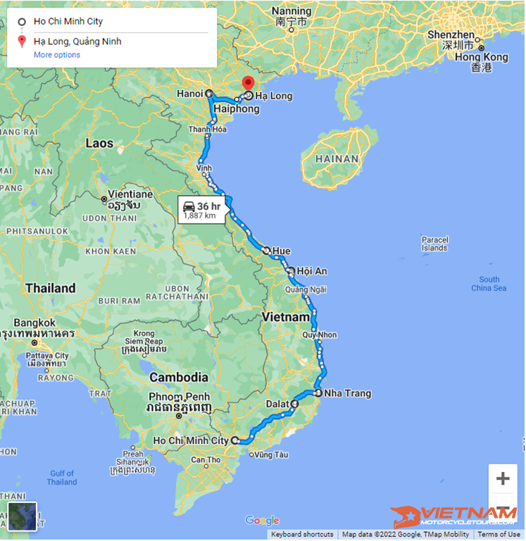 Vietnam Motorbike Special Route Map